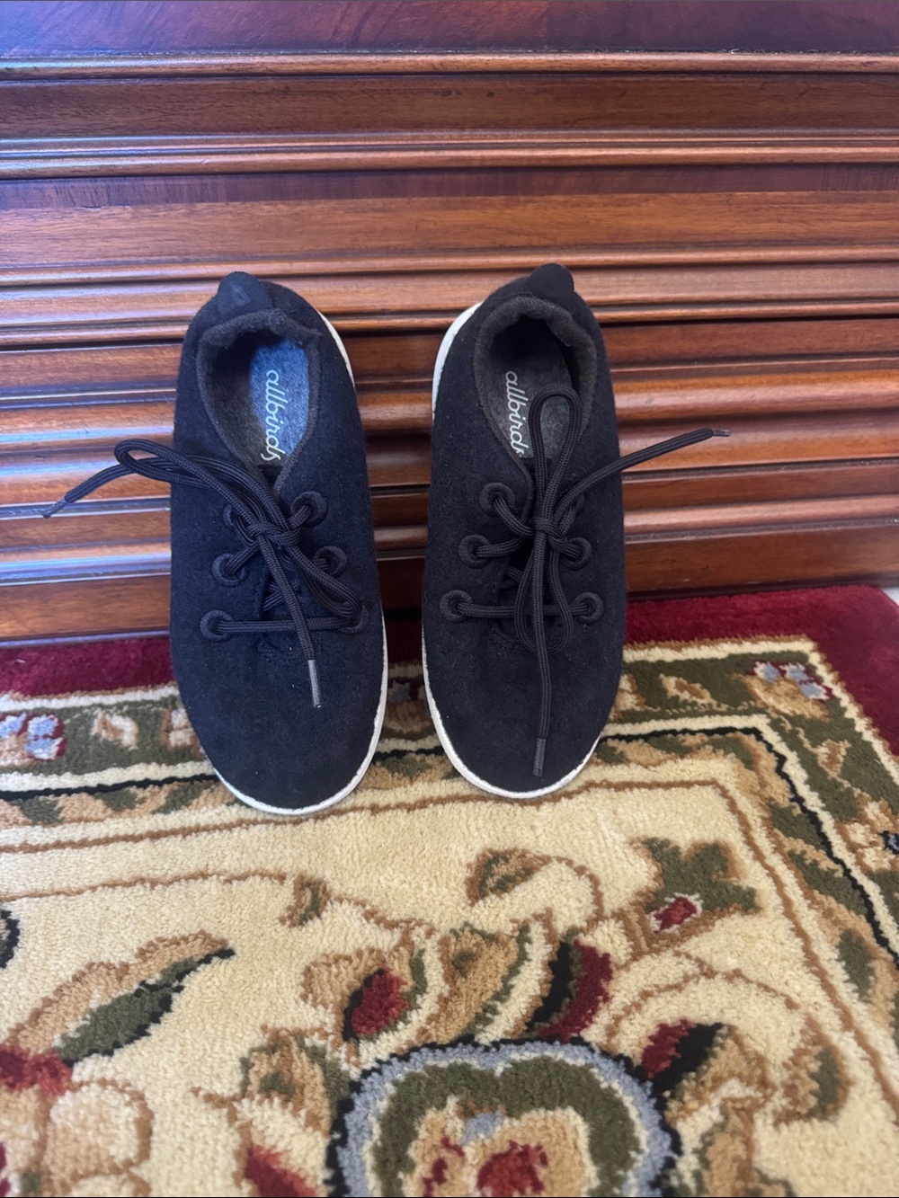 allbirds Kids Black Wool Sneakers with White Soles